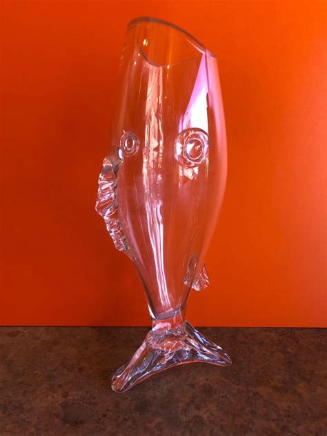 blenko clear glass fish vase 21